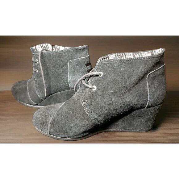 Tom’s Booties Women's 9W Suede Wedge Ankle Boots Shoes - Picture 3 of 7